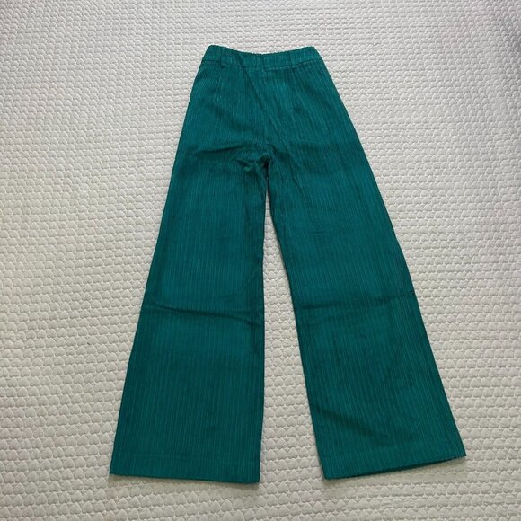 NWT Farm Rio Corduroy Wide Leg Pants Size L Green High waist - Picture 7 of 11
